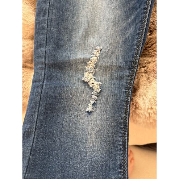 Indigo Rein Distressed Cuffed Slim Leg Denim Jeans Ankle Size 7 - Picture 4 of 9